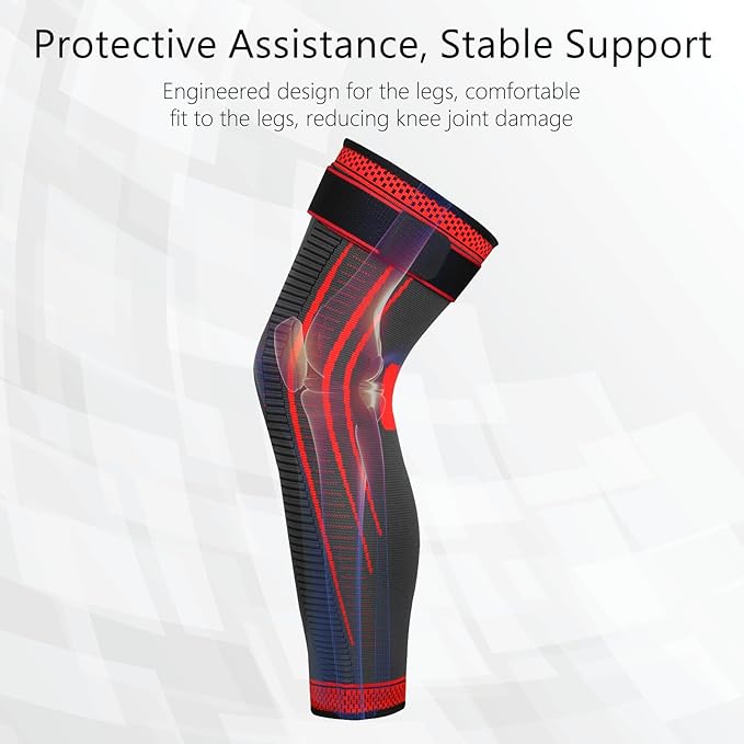 Full Leg Compression Sleeves 2 Pack Long Knee Support for Men and Women for ACJ, Meniscus Tear, Arthritis