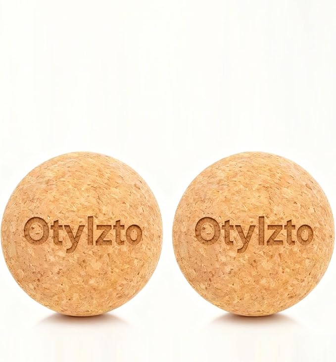 2Pcs Massage Lacrosse Balls Natura Cork for Myofascial Release, Trigger Point Therapy, Muscle Knots, and Yoga Deep Tissu Therapy