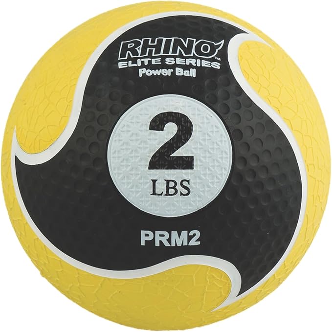 Champion Sports Rhino Elite Medicine Ball – Textured Surface, Superior Grip, Hollow Synthetic Rubber for Consistent Bounce & Durability, Multiple Weights & Colors - Optional Rebounder Sold Separately