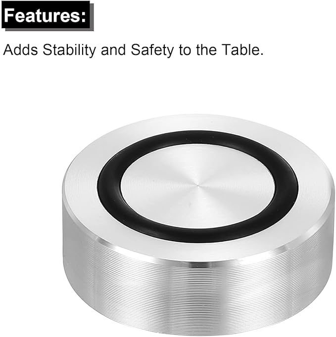 uxcell M8 Thread 35mm / 1.4" Dia 12mm Thick Aluminum Circle Disc Glass Top Adapter 4pcs Round Solid Table Feet Pad Plate Hardware with Anti-Slip Rubber Ring