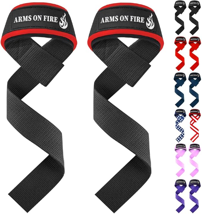 TECEUM Lifting Straps for Weightlifting Gym Strength Training - Wrist Straps with Neoprene Padded Cotton - Men & Women – Ideal for Powerlifting, Bodybuilding & Deadlifts