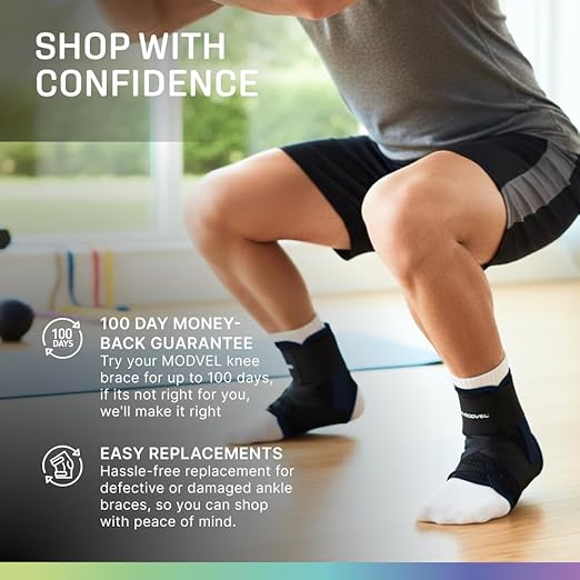 MODVEL Slim Lace Up Ankle Brace, Adjustable Ankle Braces for Men, Ankle Brace for Women, Ankle Support for Women – Figure 8 Ankle Brace Strapping with Soft Pads for Sprained Joint Stability Ankle Wrap