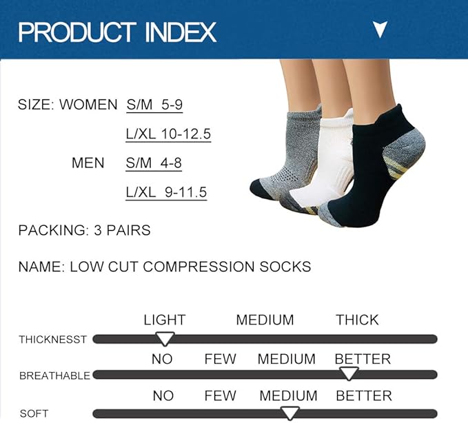 Copper Compression Socks Women and Men 6 Pairs - Circulation Arch Support Plantar Fasciitis Running Ankle Socks