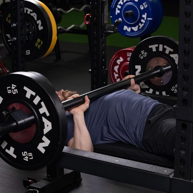 Titan Fitness Axle Barbell, Fat Grip Strength Training, Olympic Bar, Powder-Coated Steel
