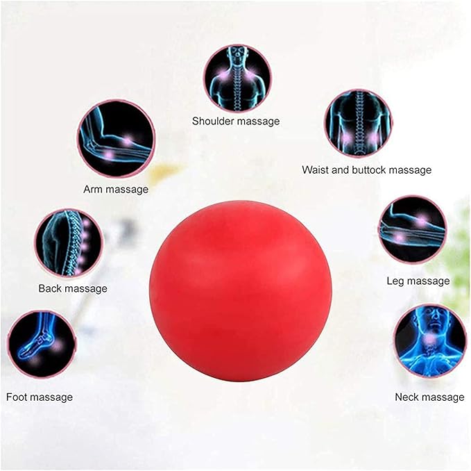 WOVTE Massage Lacrosse Ball for Sore Muscles, Shoulders, Neck, Back, Foot, Body, Deep Tissue, Trigger Point, Muscle Knots, Yoga and Myofascial Release (Red)