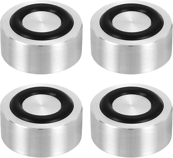 uxcell M8 Thread 20mm / 0.8" Dia 15mm Thick Aluminum Circle Disc Glass Top Adapter 4pcs Round Solid Table Feet Pad Plate Hardware with Anti-Slip Rubber Ring