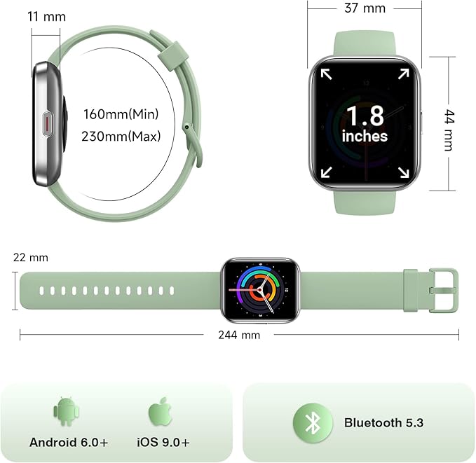 Hingso Smart Watches for Women Men (Android/iPhones), 120+ Sport Modes Fitness Tracker Watch with SpO2/Heart Rate Monitor, Steps/Sleep Tracker, 1.85" HD Smart Watch with Bluetooth Calls/Messages