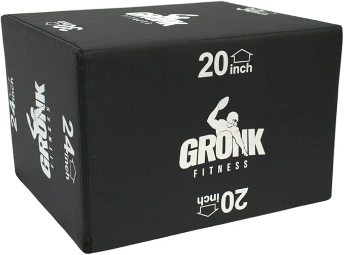 Gronk Fitness 3-in-1 Foam Plyometric Box | Soft Padded Jump Box for Home Gym or Cross-Training | Anti-Slip Surface | Anti-Tip Weighted Base | 20/24/30 Inch Heights | 58 lb Stability Plyo Box