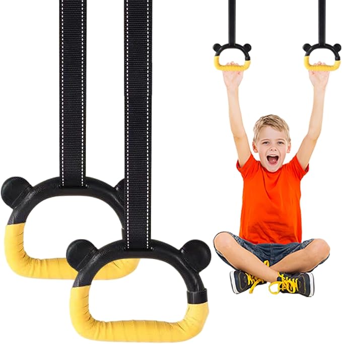 Kids Gymnastics Rings, Children's Home Gym Equipment, Children's Adjustable Strap Strength Training Rings, Pulling Rings for Physical Training