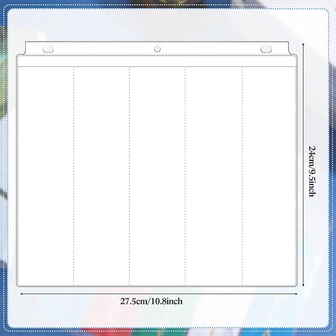 Henoyso Award Ribbon Organizer Holder Swimming Gymnastics Case Clear Blank Plastic Pages Sheets Storage Display Scrapbook Pockets for 3 Ring Binder Storage Prize Contest Competition(100 Pieces)