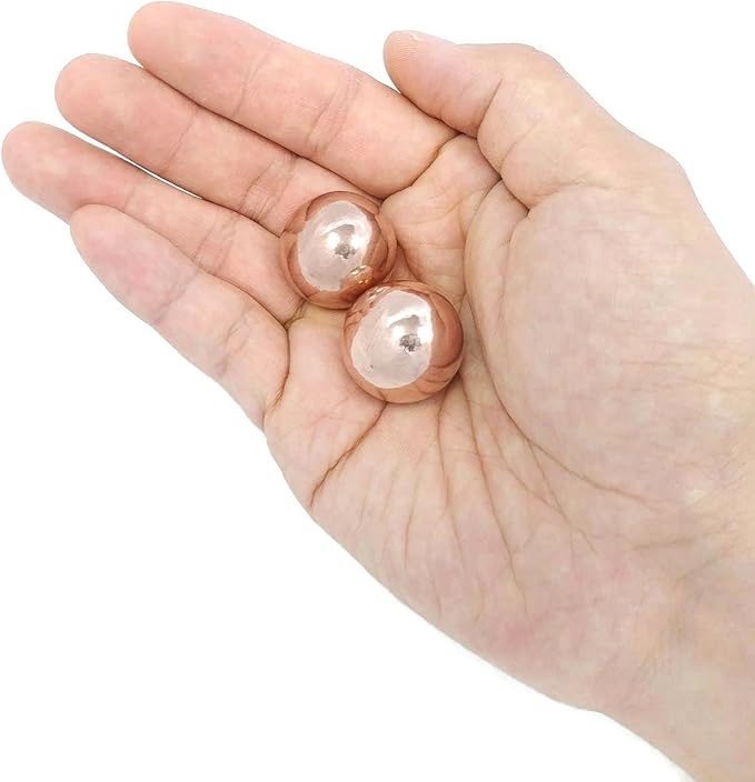 Top Chi Solid Copper Baoding Balls with Carry Pouch for Hand Therapy, Exercise, and Stress Relief (Pocket Sized 1 Inch)
