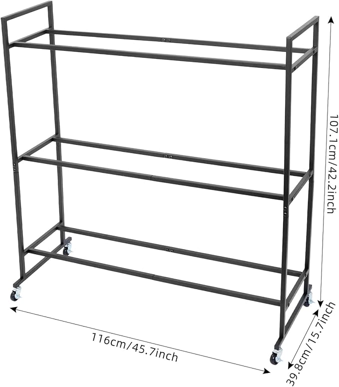 3-Tier Medicine Ball Rack with Wheels, Heavy Duty Rolling Storage Stand Holder for Slam & Wall Balls, Home Gym Organization Cart, Locking Casters, 60 lbs Capacity