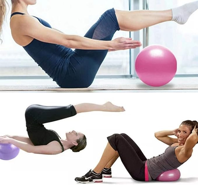 6 Inch Mini Exercise Pilates Yoga Ball, Stability Ball for Yoga, Barre, Training and Physical Therapy- Improves Balance with Inflate Pump(Pink)