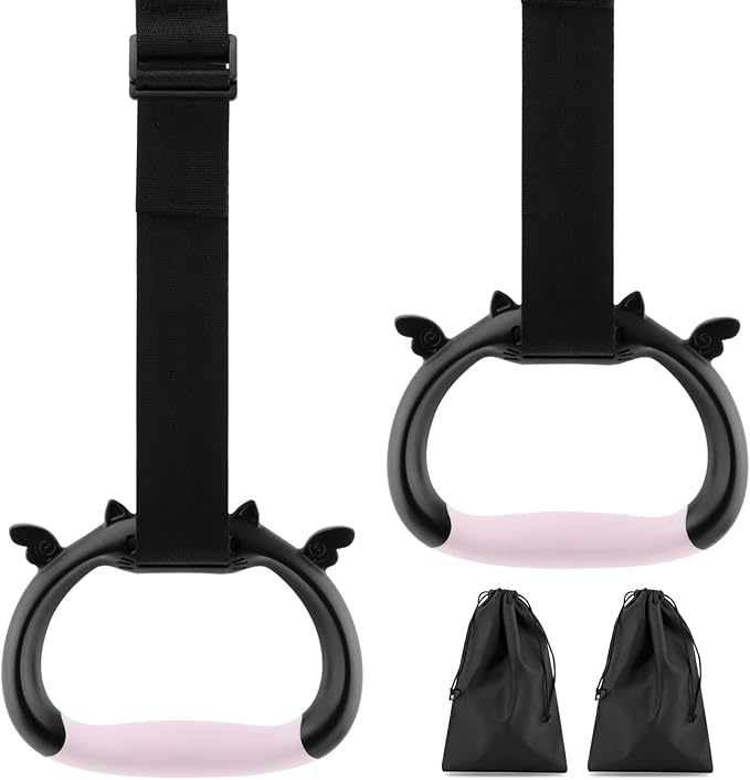 ‌Gymnastic Rings with Adjustable Straps, Heavy Duty 550lbs - Home Gym Equipment, Non-Slip Pull Up Rings for Workout, Strength Training Fitness Ring with Carry Bag‌