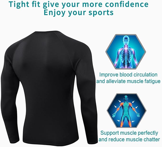 SPVISE 1 or 3 Pack Men's Compression Shirts Long Sleeve Workout Gym T-Shirt Running Top Cool Dry Sports Baselayer Undershirts