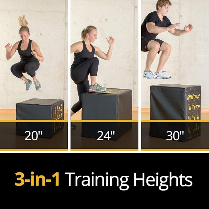 IRON COMPANY Prism Fitness Group Self-Guided Smart 3-in-1 Soft Plyo Cube - 20", 24", 30" - USA-Made Soft Plyo Box - Plyometric Jump Box with Exercise Instruction