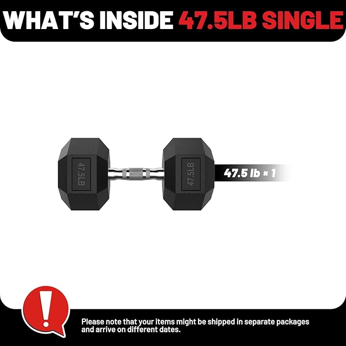 PAPABABE HEX Dumbbell Set 2.5-125lb, Rubber Encased Home Gym Dumbbells, Exercise & Fitness Weights Dumbbells for Women & Men, Hand Weight for Strength Training