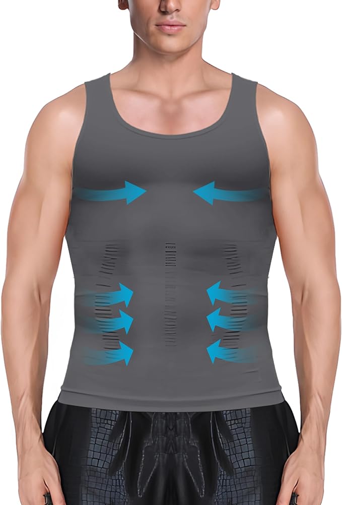 MEETYOO 1/2/3 Pack Men's Shaper Slimming Tank Top Athletic Compression Shirt with Sleeveless Undershirts for Men