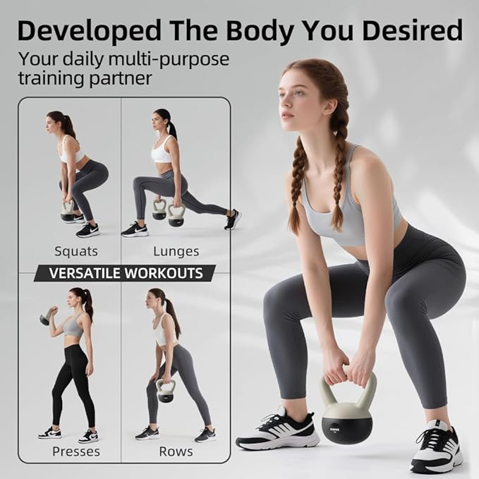 RUNWE Soft Kettlebell - Sand Filled Kettlebell Hand Weight Options for 25, 20, 15, 10 and 5 LB, Soft-Sided Cushioned Base,Safety Guaranteed Ideal for Men, Women, & Beginners