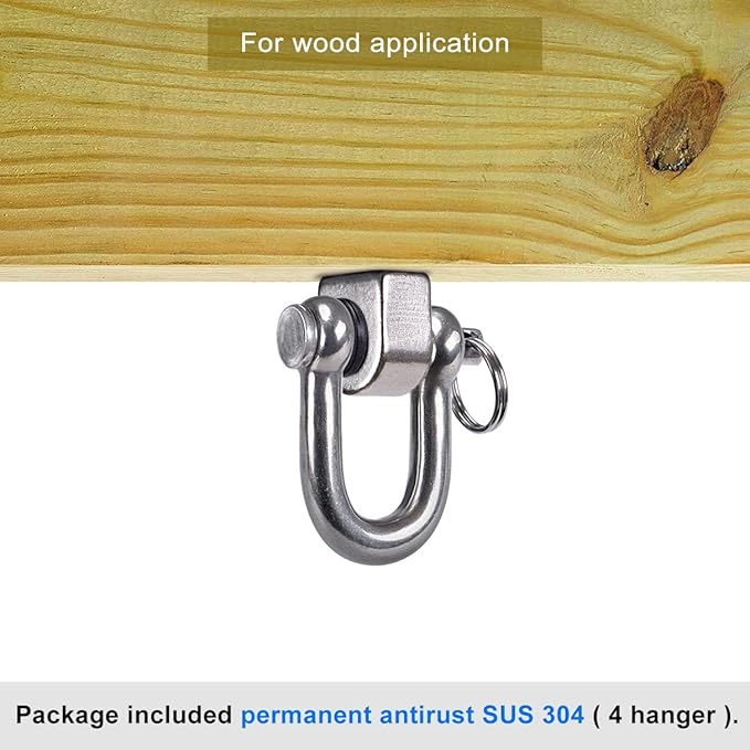 SELEWARE 4 Pack Swing Hangers Swing Set Hooks Stainless Steel Hammock Hooks for Porch Swing, Hammock Chair, Heavy Bag, Yoga Silk, Suspension Straps, Gymnastics Rings
