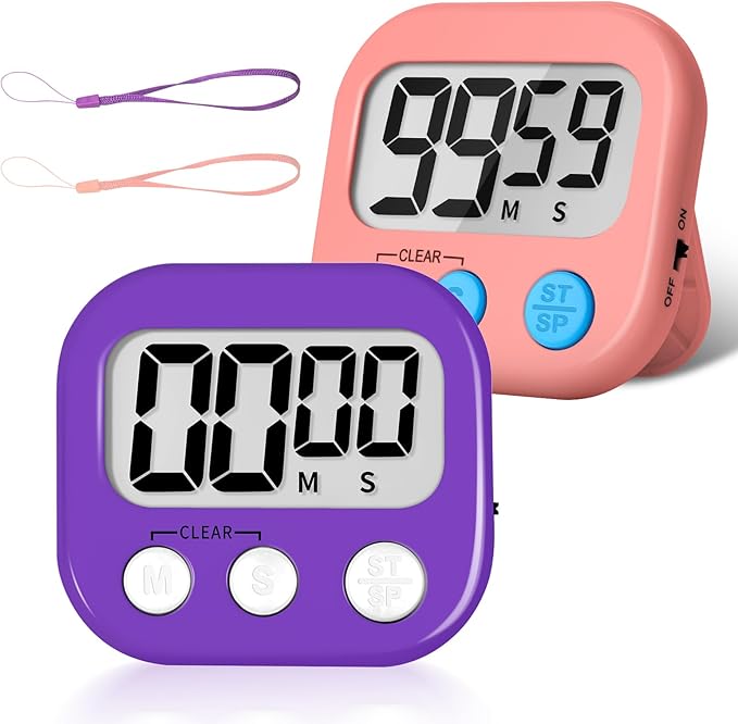 ZILLEEN Classroom Timer for Kids Teachers 2 Pack Digital Timers, Purple & Pink