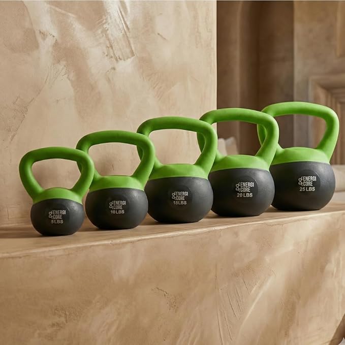 ENERGI CORE Kettlebell - Sand Filled Weight for Home Gym Workouts & Strength Training - Portable Exercise Kettle Bell for Women & Men