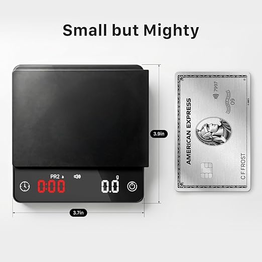 Garnen Mini Espresso Coffee Scale with Timer, 0.1g High Precision Digital Smart Coffee Scale for Pour Over and Drip Tray, 2kg/70.5oz Max, USB-C Rechargeable, LED Display, Auto-Timing Mode