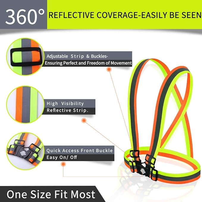 Dazonity High Visibility Safety Vest,Lightweight,Adjustable & Elastic Vest,Hi Vis Reflective Strips, Fit for Men & Women, Construction,Cycling, Runnning, Surveyor, (Black)