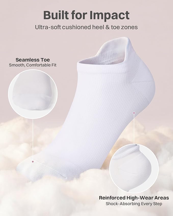 LEVSOX Ankle Compression Socks for Women Men Cushioned Running Support Socks for Plantar Fasciitis Relief 3 Pairs