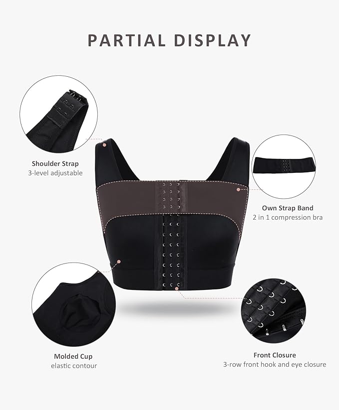 FeelinGirl Arm Shaper for Women Post Surgery Arm Lipo Compression Sleeves Slimming Arm Faja Front Closure Shapewear Bra
