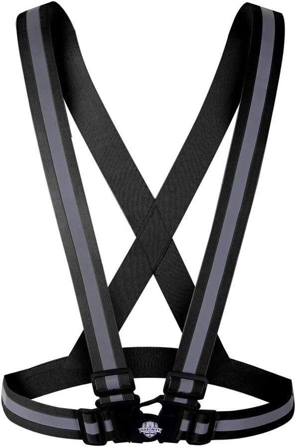 Dazonity High Visibility Safety Vest,Lightweight,Adjustable & Elastic Vest,Hi Vis Reflective Strips, Fit for Men & Women, Construction,Cycling, Runnning, Surveyor, (Black)