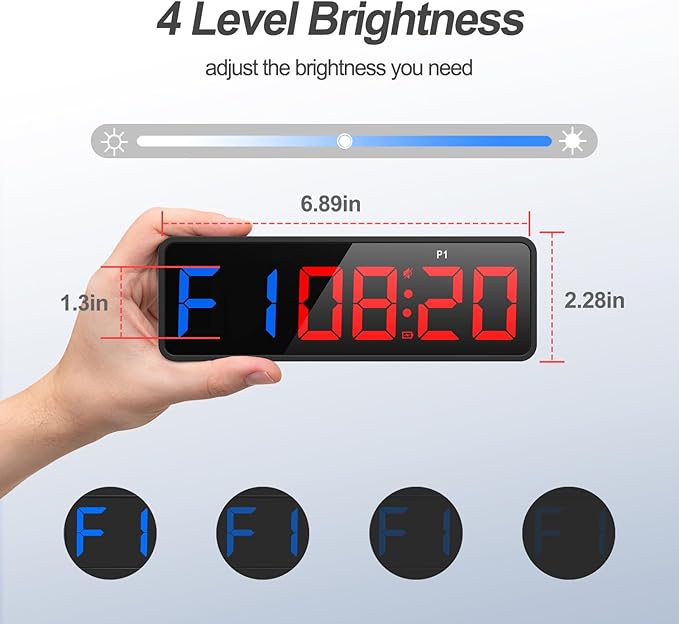 ANJANK Small Portable Gym Timer Clock, Strong Magnet, Workout Interval Timer with Powerful Battery, Stopwatch, Remote Control, Adjustable Brightness, Fitness Digital Timer for Home/Garage/Boxing
