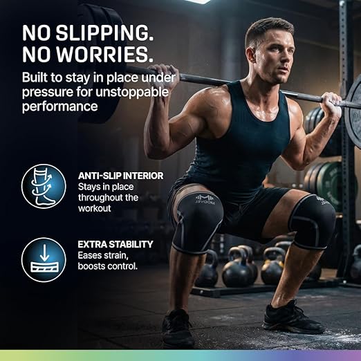 Modvel 7mm Neoprene Knee Sleeves for Men & Women Weightlifting & Powerlifting – Compression Knee Sleeve Support for Squats, Gym, Training – USPA, IPL Approved – XX-Large Black (Pair)
