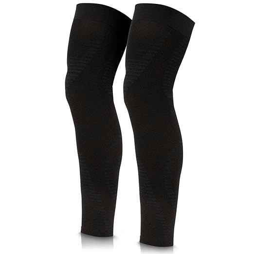Vive Full Leg Compression Sleeves for Men & Women (Pair) - Knee, Calf, & Thigh Support Brace Wrap for Basketball, Football, Wrestling - Footless Long Running Accessories for Shin Splints (X-Large)