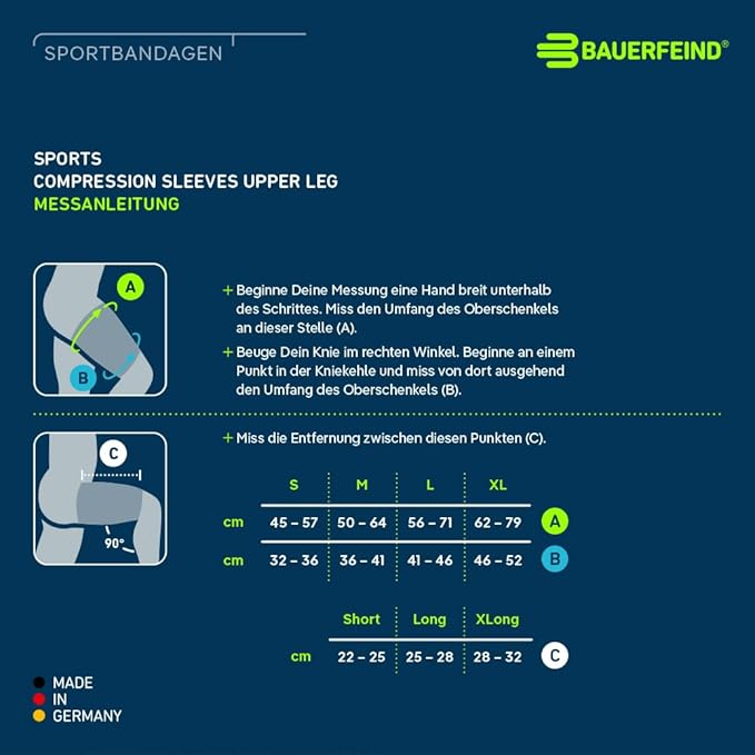 Bauerfeind Sports Compression Upper Leg Sleeves (1 Pair) - Thigh & HamstringCompression for Improved Blood Circulation