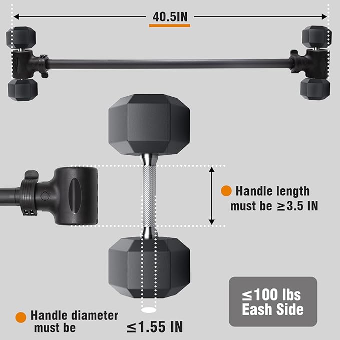 Upgraded Dumbbell Barbell Converter Bar - Transform Dumbbells into Barbell, Adjustable Weights, Up to 200 lbs, Suitable for Home Gym Fitness