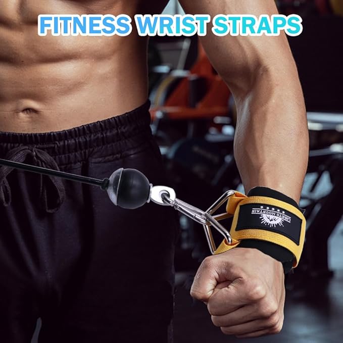 Wrist Cuffs for Cable Machines – Padded & Adjustable Straps for Lateral Raises, Tricep Pushdowns & Strength Training