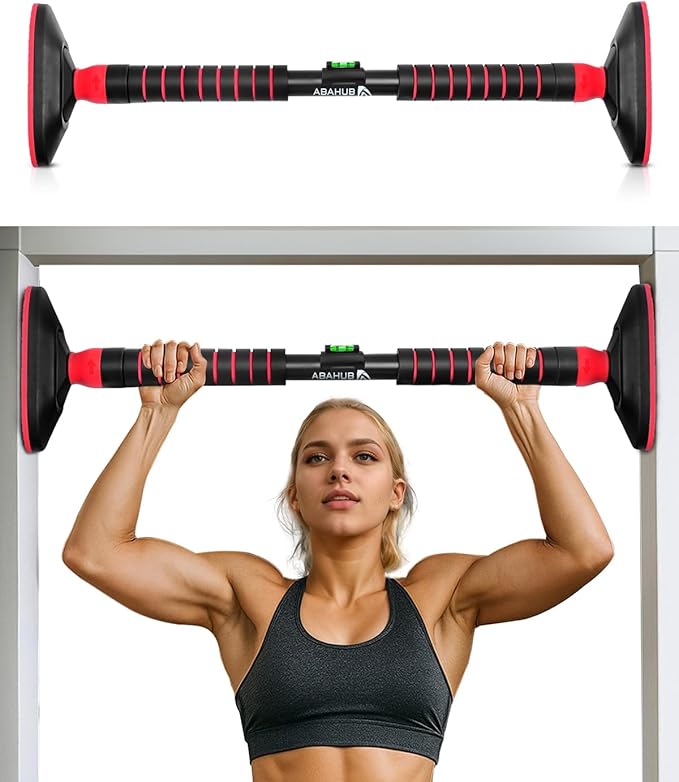 Abahub Doorway Pull-Up Bar with Safety Lock, Home Use Heavy-Duty Door Frame Pull-Up Bar for Upper Body Workout, Adjustable Strength Training Horizontal Bar Supporting Up to 220 LBS