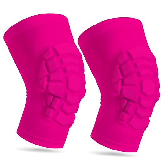 Wrestling Knee Pads for Kids Youth Adult, Knee Compression Sleeve for Basketball Volleyball Football, 1 Pair Short Knee Pads Sleeves ((#2) Pink-2pcs,Medium)
