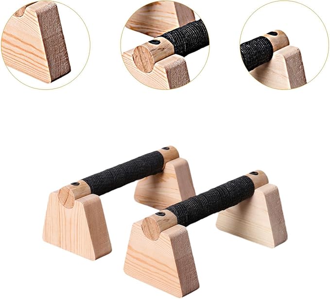 2 Pieces Push up Bar Wooden Parallettes Bar Pushup Handles Portable Anti Slip Push up Stand for Exercise Gymnastics Workout