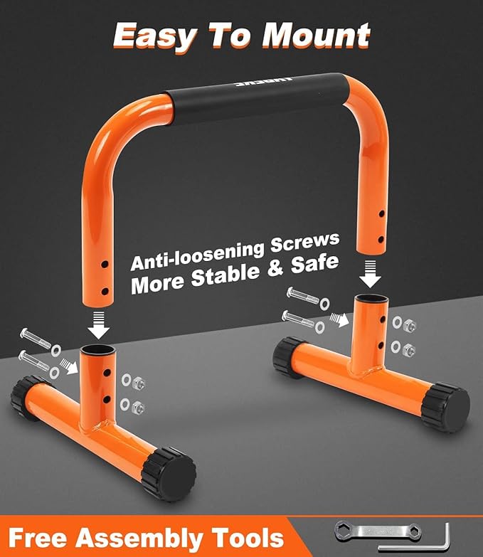Push Up Bar, 12 Inch High Non-Slip Parallettes Bars & Dip Bars With Foam Handles, Heavy-Duty No Wobbling Calisthenics Equipment For Handstand, L-Sit, Gymnastics, Strength Training Home Gym Use