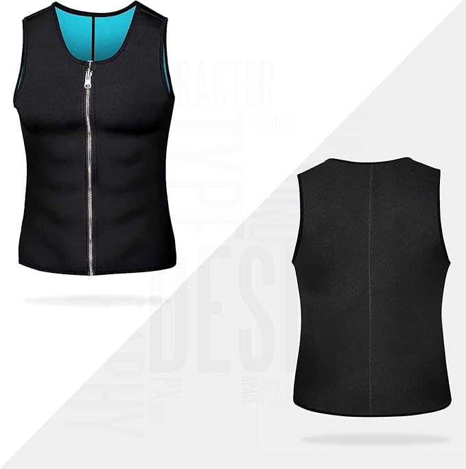 NonEcho Men Sauna Vest Hot Sweat Waist Trainer Corset Neoprene Tank Top Shapewear Slimming Shirt Workout Suit