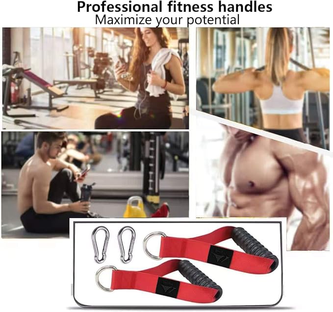 Heavy Duty Gym Workout Handle Attachments - Powerful, Comfortable & Anti-Slip Rubber Exercise Grips for Cable Machines, Pulley Systems and Other Fitness Equipments