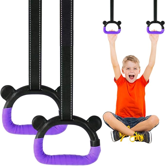 Kids Gymnastics Rings, Children's Home Gym Equipment, Children's Adjustable Strap Strength Training Rings, Pulling Rings for Physical Training