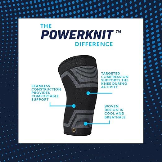 Copper Compression PowerKnit Knee Sleeve- Copper Stabilizer Support Brace for Meniscus Tear, ACL, MCL, Arthritis, Joint Pain Relief, Running, Sports, Hiking- Men & Women- Fits Right/Left - S/M