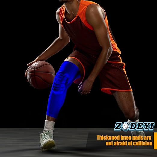 Knee Pads Wrestling Knee Sleeve Compression Leg Sleeves for Volleyball Basketball, Knee Compression Sleeve for Youth and Adult(Blue_XXL_2 Pcs)