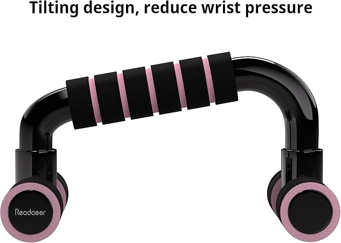 READAEER Push Up Bars Gym Exercise Equipment Fitness 1 Pair Pushup Handles with Cushioned Foam Grip and Non-Slip Sturdy Structure Push Up Bars for Men & Women