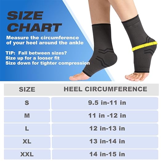 ABIRAM Adjustable Ankle Brace for Women & Men - Compression Sleeve with Wrap for Sprains, Plantar Fasciitis, Achilles Tendonitis - Running, Volleyball, Basketball Support - Breathable, Size S