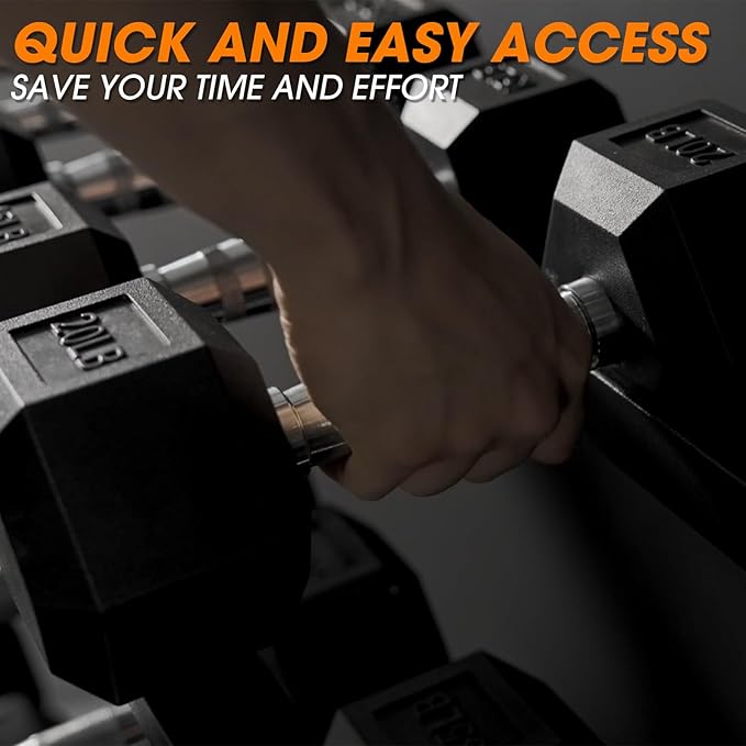 Mikolo Dumbbell Sets with Rack, Rubber Hex Dumbbells, Multiple Choices in 160/200/380/450/550LB, Hand Weights with Chrome Handle for Strength Training