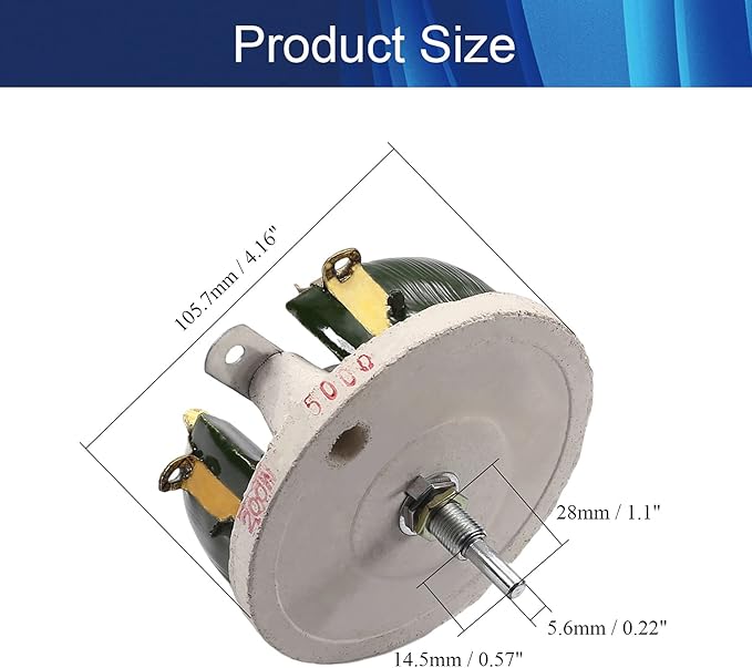 Jutagoss 200W 500 Ohm Rheostat, Wirewound Ceramic Potentiometer, Round Variable Sliding Resistor with Black Knob, Adjustable Resistor 1Pc